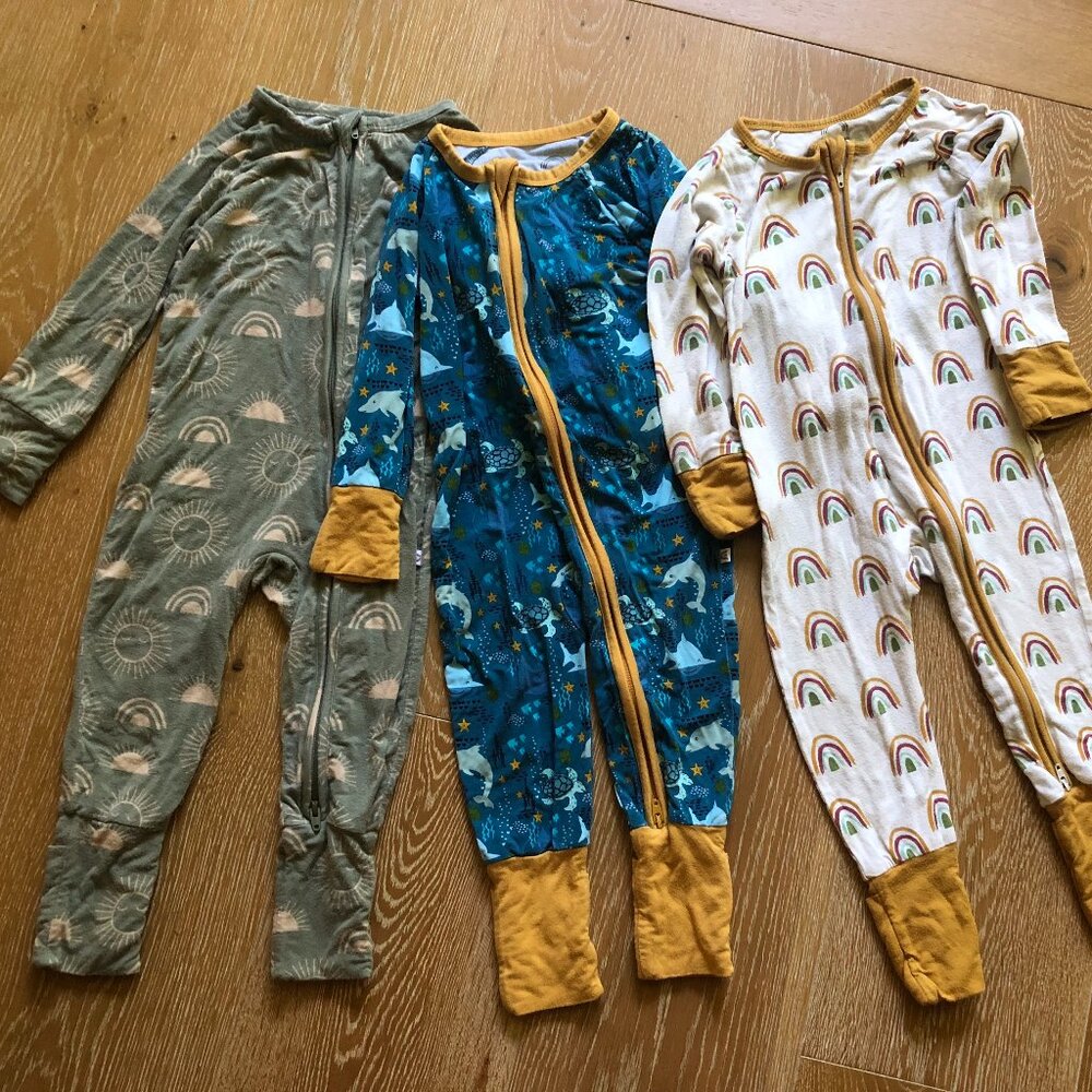 Emerson & Friends Bamboo Zipper PJs, Bundle of 3, 12-18 months, GUC